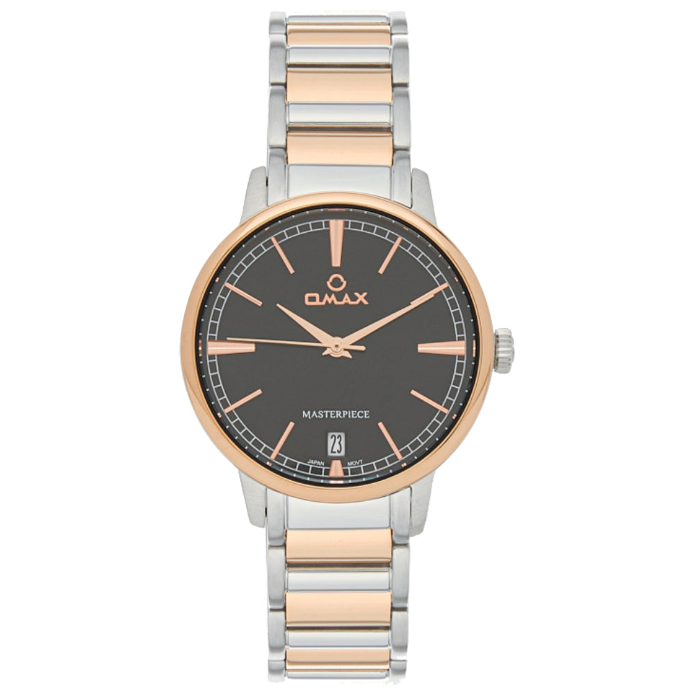 Omax Masterpiece Women’s Watch, Black Dial, Date Display, Stainless Steel Band, Water Resistant, Everyday Wear