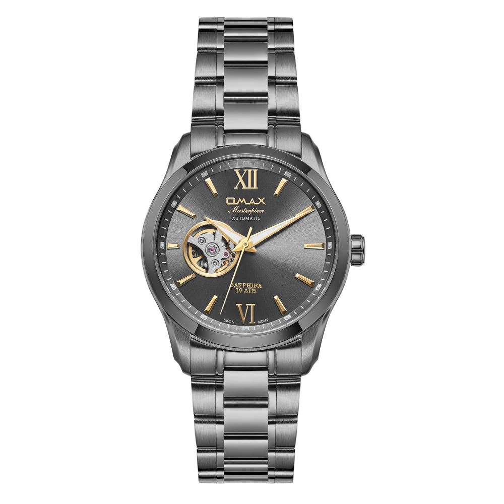 Omax Grey Masterpiece Automatic Men's Watch, Elegant Design, Stainless Steel, Waterproof