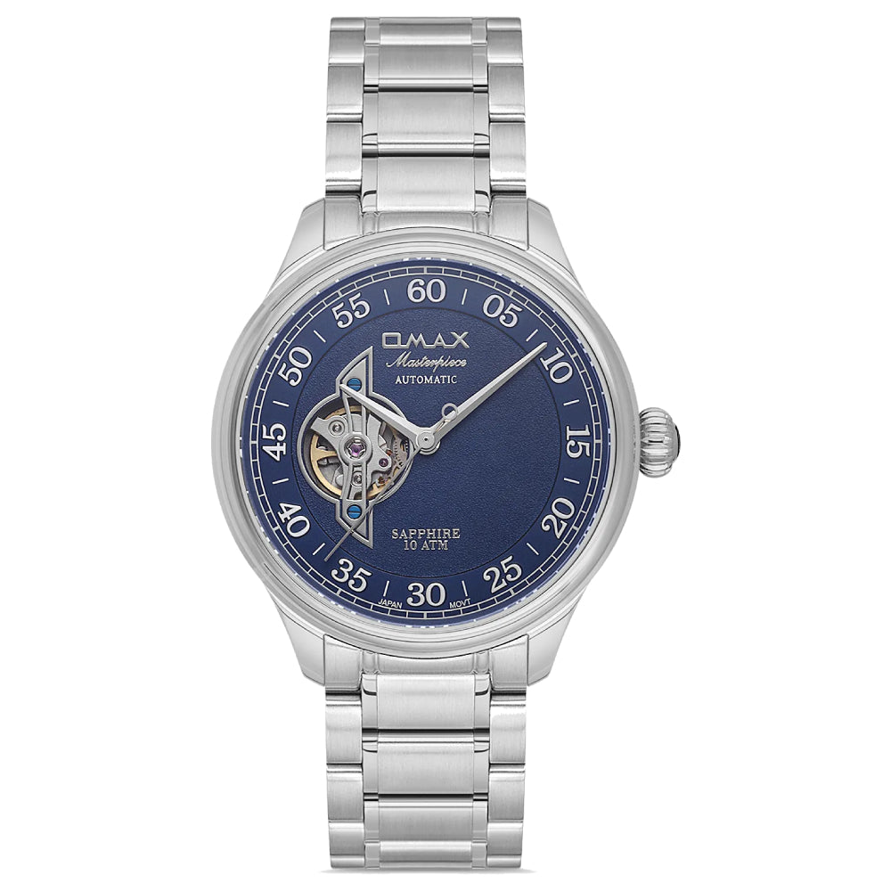 Omax Masterpiece Automatic Men’s Watch, Blue Dial, Sapphire Stainless Steel Band, Water Resistant