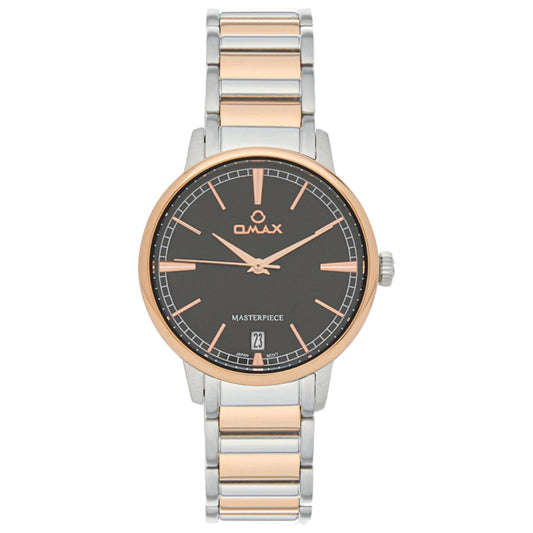Omax Masterpiece Women’s Watch, Black Dial, Date Display, Stainless Steel Band, Water Resistant, Everyday Wear