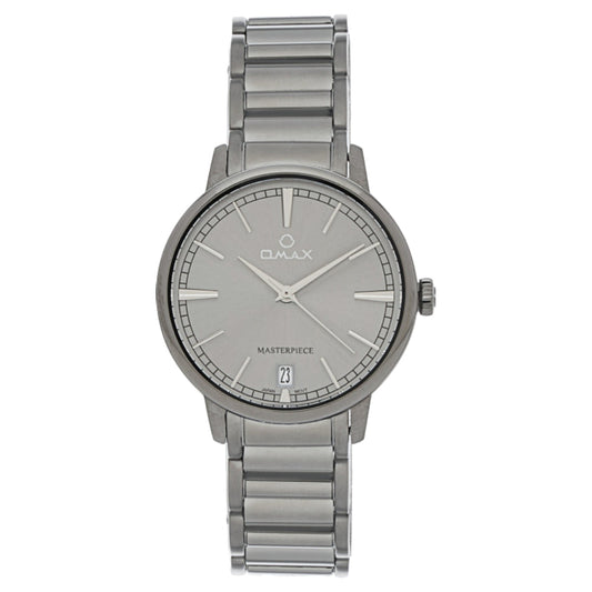 Omax Masterpiece Women’s Watch, Grey Dial, Date Display, Stainless Steel Band, Water Resistant, Everyday Wear