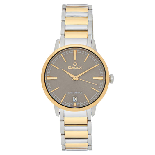 Omax Masterpiece Women’s Watch, Brown Dial, Gold Bezel, Date Display, Stainless Steel Band, Water Resistant