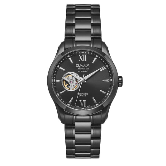Omax Black Masterpiece Automatic Men's Watch, Elegant Design, Stainless Steel, Waterproof