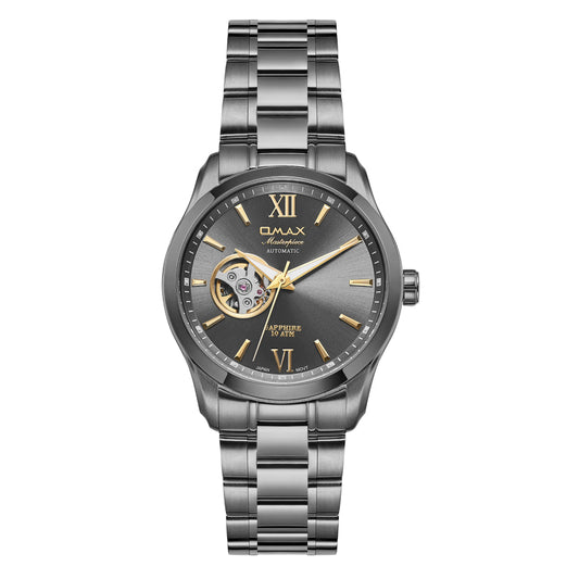 Omax Grey Masterpiece Automatic Men's Watch, Elegant Design, Stainless Steel, Waterproof