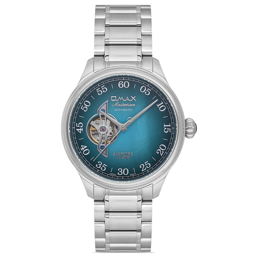 Omax Masterpiece Automatic Men’s Watch, Bluish Green Dial, Sapphire Stainless Steel Band, Water Resistant