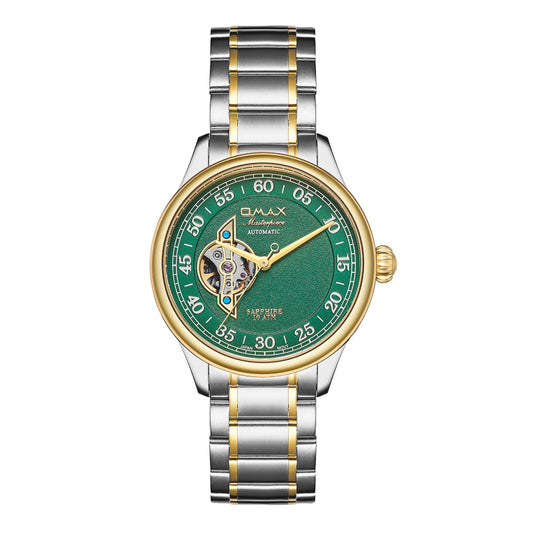Omax Dual Tone Masterpiece Automatic Men's Watch, Roman Number Dial, Elegant Design, Stainless Steel, Waterproof