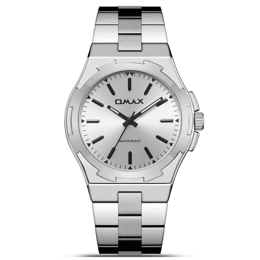 Omax Two-Tone Men's Watch, Grey Dial, Silver Accents Stainless Steel, Water Resistant