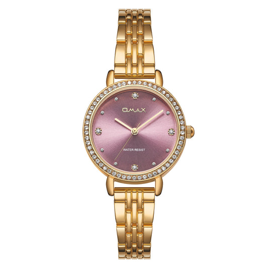 Omax Women’s Watch, Grey Dial With Crystal Bezel, Dual Tone Stainless Steel Band, Water Resistant